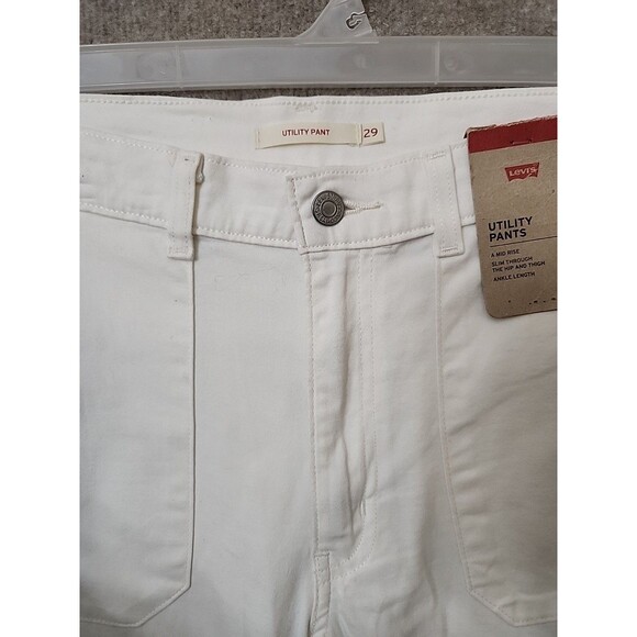 Levis Utility Ankle Pants Womens 29 Cream White Chino Stretch NEW - Picture 4 of 11